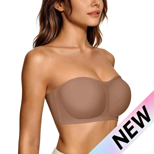 💞Womens Strapless Bras Push Up Bandeau Bra Non Slip Wireless Supportive Padded Bras Seamless Comfortable Tube Jelly Bra-HHW