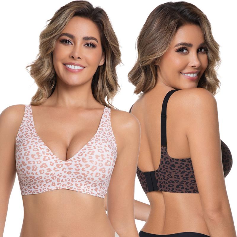 Wireless Womens Comfortable Wireless Bras Push Up Bralettes Seamless Tshirts Bras Deep V Everyday Bras-XDX