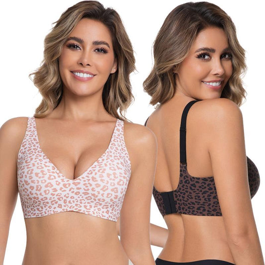 Wireless Womens Comfortable Wireless Bras Push Up Bralettes Seamless Tshirts Bras Deep V Everyday Bras-XDX