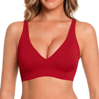 Wireless Womens Comfortable Wireless Bras Push Up Bralettes Seamless Tshirts Bras Deep V Everyday Bras-XDX