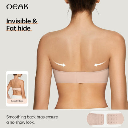 💞Womens Strapless Bras Push Up Bandeau Bra Non Slip Wireless Supportive Padded Bras Seamless Comfortable Tube Jelly Bra-HHW