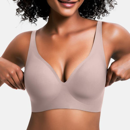 Wireless Womens Comfortable Wireless Bras Push Up Bralettes Seamless Tshirts Bras Deep V Everyday Bras-XDX