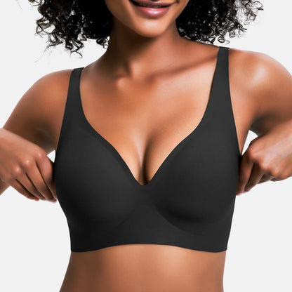 Wireless Womens Comfortable Wireless Bras Push Up Bralettes Seamless Tshirts Bras Deep V Everyday Bras-XDX